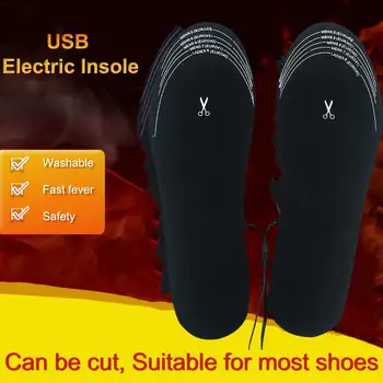 1 пара USB Обувь с подогревом Удобная мягкая ворс Электрические стельки для обуви с подогревом Зимние спортивные стельки для ног на открытом воздухе Согревающие стельки