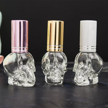  1 шт. 8 мл Mini Travel Уникальный PersonalitY Skull Shape Многоразовый пустой стеклянный флакон для духов Небольшой образец Портативные бутылки для парфюма
