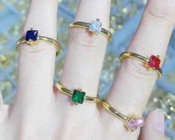 1 шт. квадратные эмалированные кольца циркон ювелирные изделия кольцо слой металлические аксессуары ювелирные изделия для женщин регулируемый dfs3