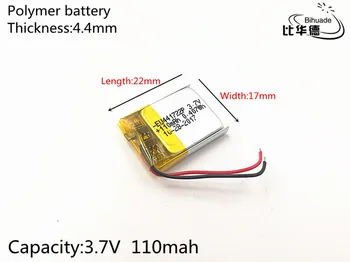 1 шт./лот 3,7 В 110 мАч 441722 литий-полимерная LiPo аккумуляторная батарея Ионные элементы для Mp3 Mp4 Mp5 Электронная книга Bluetooth-гарнитура