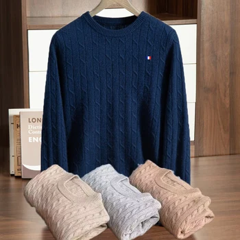100% хлопок свитер мужской высококачественный осенний теплый трикотажный толстовка повседневные джемперы мужские зимние на рождество роскошная одежда