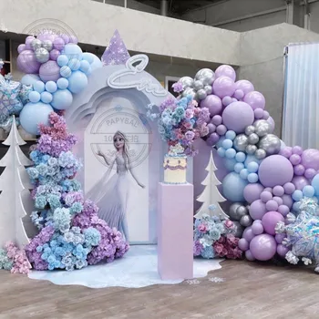 104Pcs Disney Frozen Anna Princess Воздушные шары Гирлянда Набор Принадлежности для вечеринок Латексные воздушные шары День рождения Снежинка Фольга Украшение воздушного шара
