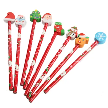12 Рождественские наборы карандашей с карандашами Студенты Деревянные рождественские чулки Наполнители для партийных принадлежностей (случайный шаблон)