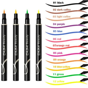 12 цветов жидкая подводка для глаз карандаш водонепроницаемый красочный карандаш для глаз долговечная быстросохнущая ручка для шелкопряда ручка для бровей
