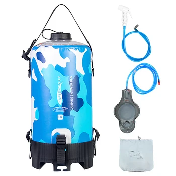12L Портативная сумка для душа для кемпинга Сумки для воды с ножным насосом и шлангом для душа для кемпинга на открытом воздухе Снаряжение для выживания в походах