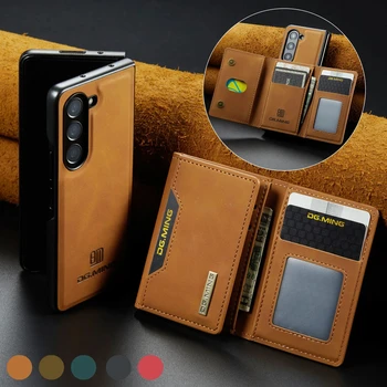 2 в 1 Съемные карты Сумка Кошелек Кожаный чехол для Samsung Galaxy Z Fold 5 4 3 5G Fold4 Fold5 Магнитный карман Кошелек Подставка Чехол
