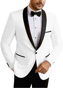 20 цветов Одна пуговица 2 шт. Мужские костюмы Slim Fit Формальный деловой свадебный выпускной смокинг (куртка + черные брюки)