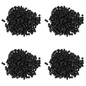 2000 шт. Черные 5 мм с силиконовой подкладкой микрокольца звенья бусины для установки наращивания волос и перьев