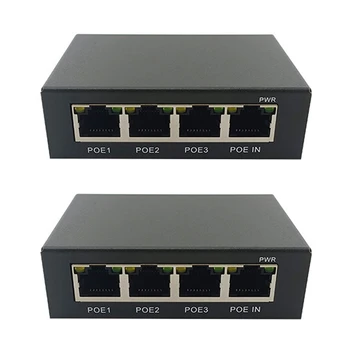 2X 4-портовый гигабитный удлинитель POE 100/1000M Сетевой коммутатор IEEE802.3Af / At Plug & Play для коммутатора Poe NVR IP-камера AP