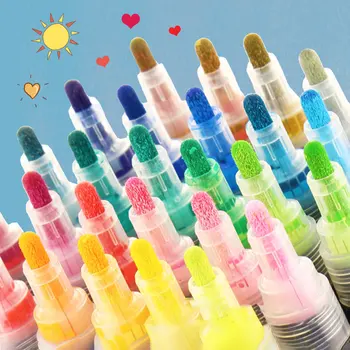 36 цветов Набор маркеров для рисования Акриловые ручки с двойной головкой Набор для каллиграфии Живопись Рисование DIY Граффити Художественные принадлежности