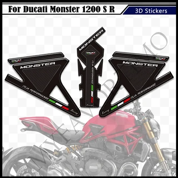 3D Наклейки на мотоцикл Наклейки Газ Мазут Комплект Защита колена TankPad для Ducati Monster 1200 S R 1200S Накладки на бак Ручки