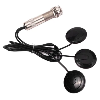3X Гитарный звукосниматель Пьезоконтактный микрофон Звукосниматель 3 Система звукоснимателей для акустического разъема 6,35 мм (черный)