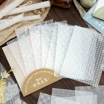 8 листов с различными узорами полупрозрачный материал бумага декоративный материал для скрапбукинга эстетический дневник тетради дизайн бумага