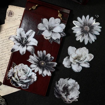 8packs/LOT Чернильно окрашенные цветы серия ретро креативное украшение DIY ПЭТ наклейки