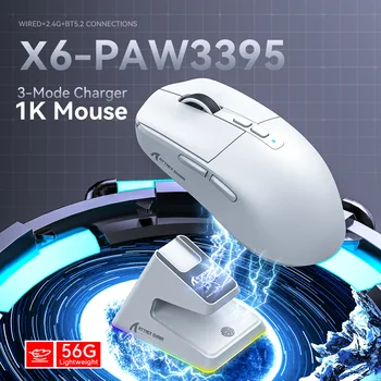 Attack Shark X6 Mouse Легкая PAW3395 киберспортивной игры Беспроводная Bluetooth-мышь с зарядкой RGB-подсветкой