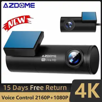 AZDOME M300S Видеорегистратор 4K + 1080P Задняя камера Двойной объектив Встроенный GPS WIFI Голосовое управление Автомобильный видеорегистратор Ночное видение 24 часа Обнаружение движения
