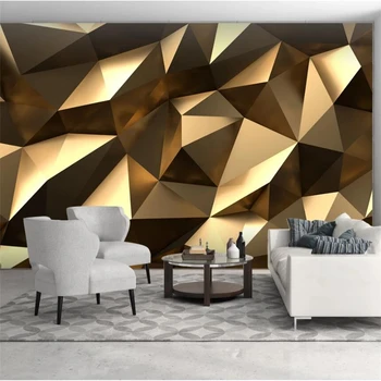 beibehang Пользовательские обои 3d фреска золотой низкий многоугольник абстрактное пространство фон стена гостиная спальня фреска papel de parede