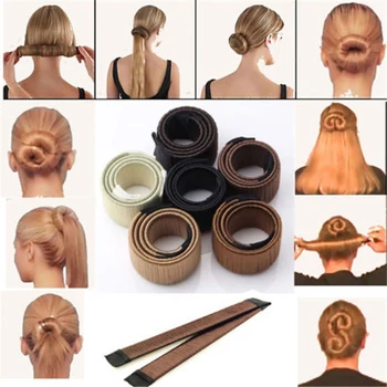 Bun Maker Волшебные инструменты для укладки пончиков для волос Crown Shapers Легко сделать естественный вид Прочно удерживать синтетический волосяной материал Балетный пучок