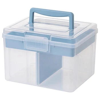 Clear Craft Штабелируемый ящик для хранения с лотком для хранения Пластиковый многоцелевой контейнер для хранения Портативный дорожный чехол Прочный синий