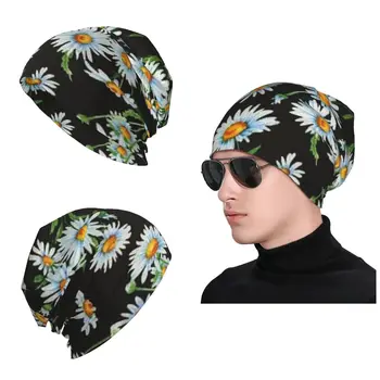 Daisy Print Slouchy Легкая хипстерская модная вязаная шапка Разогревающаяся шапка-бини для взрослых Slouchy Knit Cap Уютный головной убор
