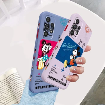Disney Mickey Minnie Ticket Жидкая левая веревка для Samsung Note 20 10 A54 A31 A14 A03 A22 A34 A04 A24 Ultra Plus 5G Чехол для телефона