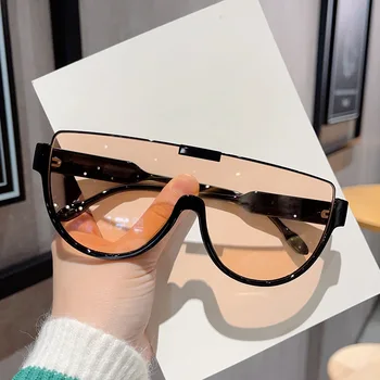 DL ОЧКИ Заводской запас цельные солнцезащитные очки оранжевого оттенка для женщин Оптовые негабаритные очки UV400 Oculos