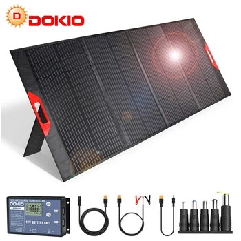 DOKIO 220W Pro 18V Солнечная панель, складная с контроллером заряда для зарядки аккумуляторов и генераторов 12 В Кемпинг, дом на колесах и т. Д.