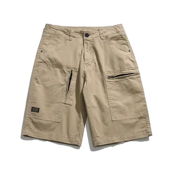 Elmsk Summer мужские свободные прямые рабочие шорты с несколькими карманами, однотонные брюки-пятерки, повседневная мода b