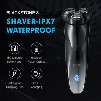 ENCHEN Электрическая бритва 3D Blackstone 3 IPX7 Водонепроницаемая бритва для влажной и сухой уборки двойного назначения для лица и бороды Батарея Цифровой дисплей для мужчин