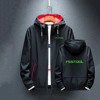 Festool Tools Мужская весенняя и осенняя мода Простая куртка Куртка Куртка Ветрозащитная куртка с капюшоном