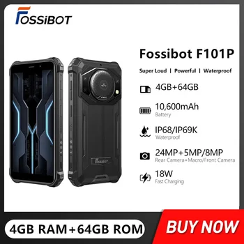 FOSSiBOT F101P Водонепроницаемый Прочный Android 12 Смартфон Восьмиядерный 4 ГБ + 64 ГБ 5,45 дюйма 10600 мАч 18 Вт Быстрая зарядка 24 МП 4G Мобильный телефон
