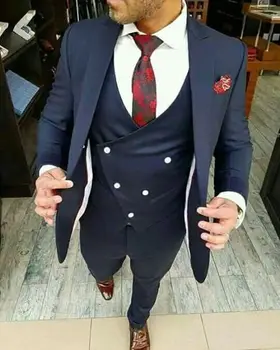 High Street Классические мужские костюмы Свадебная мода На заказ Выпускной бал Masculino Trajes De Hombre Блейзер 3 шт. (пиджак + брюки + жилет + галстук)