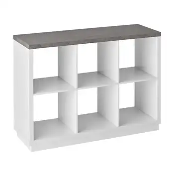 Home Cube Storage Собери свою собственную мебель Органайзер из 6 кубов, белый со столешницей из искусственного бетона