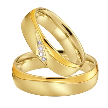 Love Alliance 1 Set 2шт CZ Пары Обручальные кольца Позолоченные ювелирные изделия 18k Обещание Предложение для женщин и мужчин