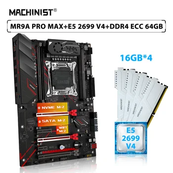 MACHINIST X99 MR9A PRO MAX Материнская плата Набор LGA 2011-3 Процессор Xeon E5 2699 V4 Процессор 64 ГБ = 4 шт. * 16 ГБ ECC DDR4 Оперативная память SSD