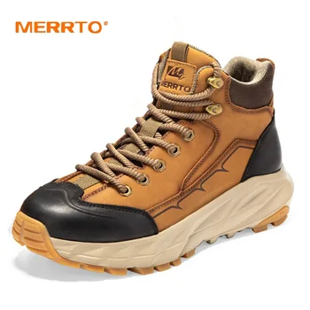 MERRTO Cow Leather Походные ботинки Мужская водонепроницаемая охотничья обувь Тактические ботинки для боя в пустыне Мужские повседневные кроссовки на щиколотке