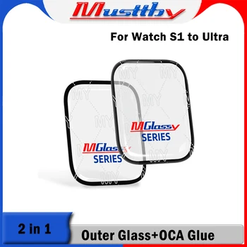 Musttby 100% новый сенсорный экран переднее внешнее стекло + OCA для Apple Watch Series Ultra S3 S4 S5 S6 S7 S8 S9 45 42 41 44 мм Панель объектива
