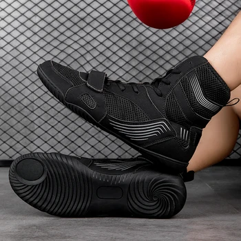 New Mesh Дышащая мужская боксерская обувь Износостойкая профессиональная борцовская обувь Удобные тренировочные ботинки для бокса унисекс