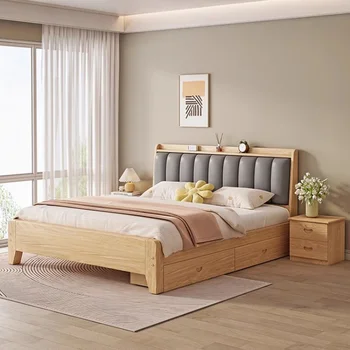 Nordic Beauty Кровати King Size Гостиная Двойной деревянный склад для хранения Кровати для взрослых Роскошные дешевые Camas Dormitorio Домашняя мебель