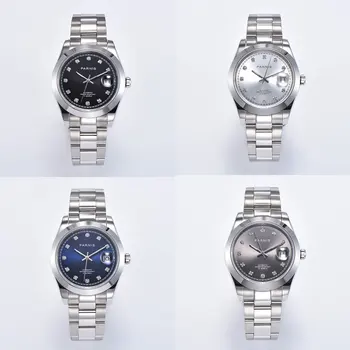 PARNIS Высококачественные полированные автоматические наручные часы для мужчин Сапфировое стекло MINGZHU Движение Ментальный ремень