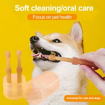  Pet Собака Зубная щетка Силиконовая мягкая многоугольная зубная щетка Чистка Кошка Зубная щетка Неприятный запах изо рта Принадлежности для ухода за зубами