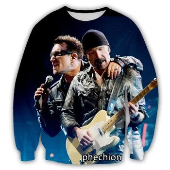 phechion Новые мужские/женские U2 Band 3D Print Повседневная толстовка Мужская мода Уличная одежда Свободная спортивная толстовка D143