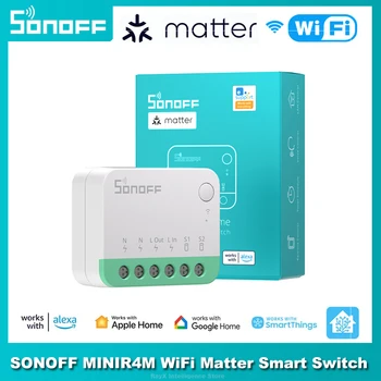 SONOFF MINIR4M WiFi Smart Switch Совместимость с Matter Отсоединить модернизированное реле Samrt Главная Работа с eWeLink Alexa Google Assistant