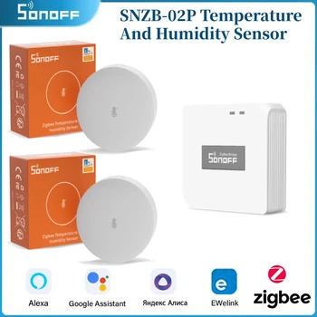 SONOFF SNZB-02P Zigbee Датчик температуры и влажности Высокоточный монитор для умного дома через приложение EWeLink Alexa Google Home