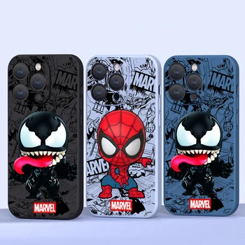 Spiderman Venom Чехол для телефона для iPhone 15 14 13 12 11 Pro X XS Max 15 14 Plus 13 12 Mini Carcasa Черные чехлы Coque Назад