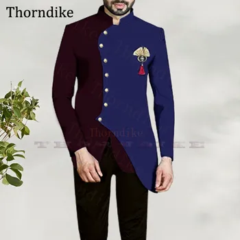 Thorndike Индивидуальный мужской темно-синий костюм 2 шт. Блейзер Брюки Набор Однобортный свадебный смокинг Костюм для мужчин Костюм Homme