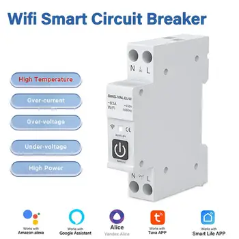 Tuya WIFI Zigbee Smart Circuit Switch Switch с измерением 1P 63A Рейка DIN Пульт дистанционного управления Работа с Alexa Google Home Yandex