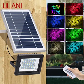 ULANI Открытый солнечный прожектор с дистанционным управлением Настенный водонепроницаемый IP65 Красочный градиентный светодиод для дворового уличного фонаря