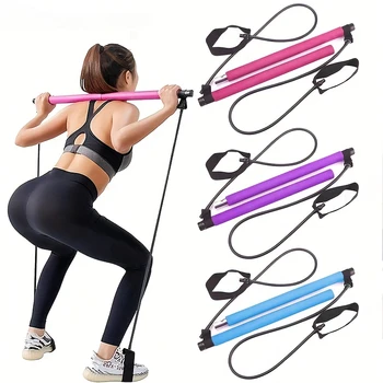 Ultimate Pilates Bar Set for Full Body Fitness - эластичная веревочная палка сопротивления для расширения груди, тренировки спины и тела