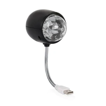 USB Диско-шаровая лампа, вращающаяся цветная светодиодная светодиодная лампа для вечеринок RGB с книжным светом 3 Вт, питание от USB (черная)